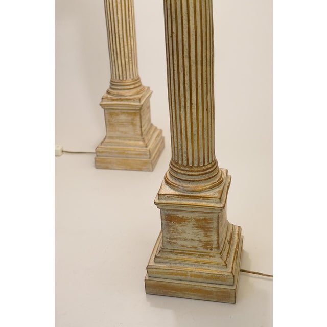 Sculpture Materials 1930s Neoclassical Ionic Column Plaster Table Lamps XL 44" - a Pair For Sale - Image 7 of 9