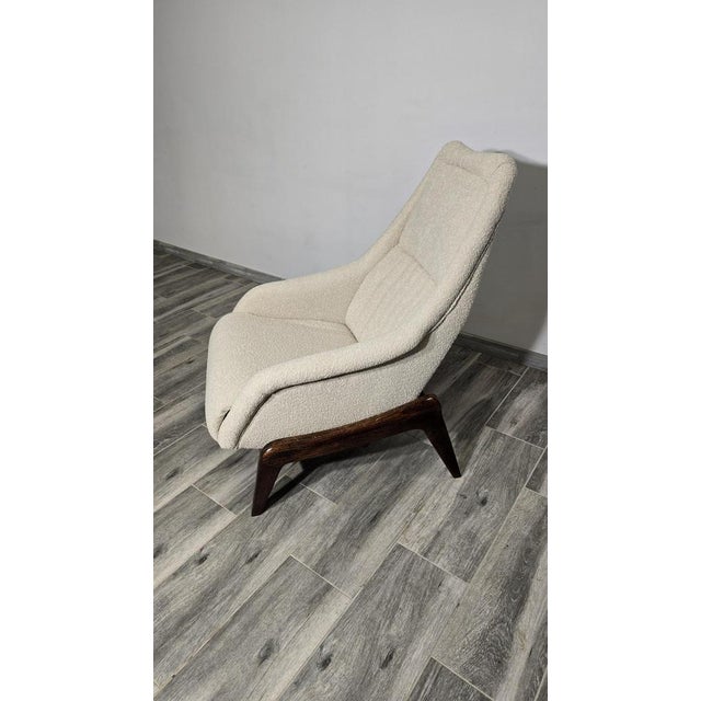 Beige Mid-Century Armchair in Fabric and Wood For Sale - Image 8 of 12