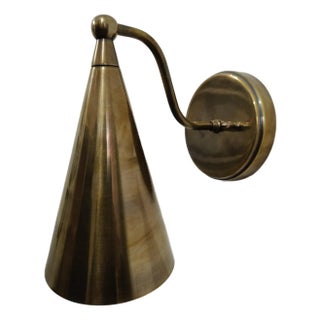 Antique Brass Cone Wall Sconce – Handmade Vintage Wall Light For Sale