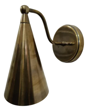 Antique Brass Cone Wall Sconce – Handmade Vintage Wall Light