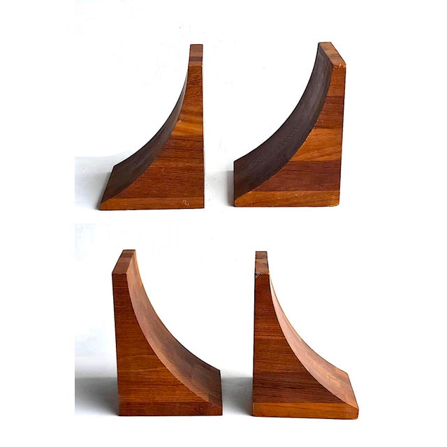 Mid-Century Modern 1960s Brostrom Danish Teak Wood Bookends, a Pair For Sale - Image 3 of 9