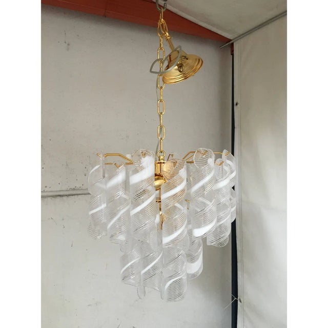 Murano Glass Virgola Chandelier in Venini Style, Multicolor For Sale - Image 6 of 12