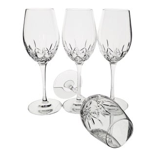 Late 20th Century Waterford Crystal Lismore Essence White Wine Glasses - Set of 4 For Sale