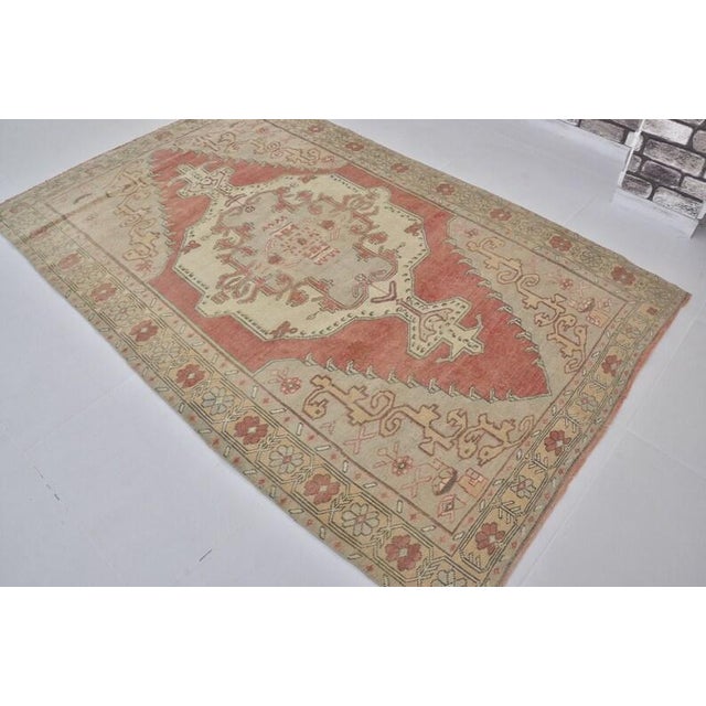 Handmade wool carpet in Turkish Anatolia , Vintage Oushak Rug,Turkish Vintage Anatolian Rug, Handmade wool Rug . One Of...