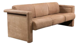 Buffalo Leather Sofa by Robert and Trix Haussmann for Knoll, c. 1988, Signed
