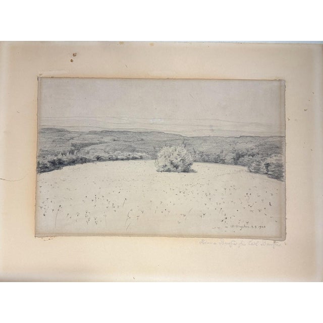 Carl Bantzer, Engelswiese, 1900, Paper, in Very Good conditions. Designed 1890 to 1919 This piece is designed in the style...