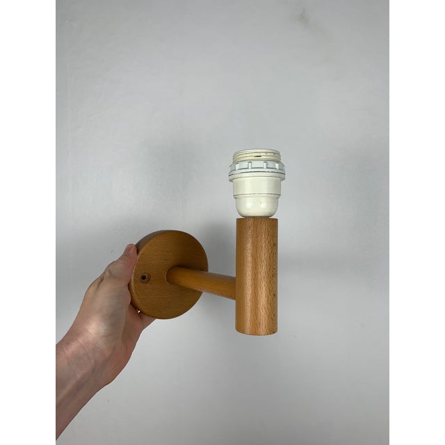 Scandinavian Minimalist Beech Wall Lights, 1980s, Set of 2 For Sale - Image 9 of 11