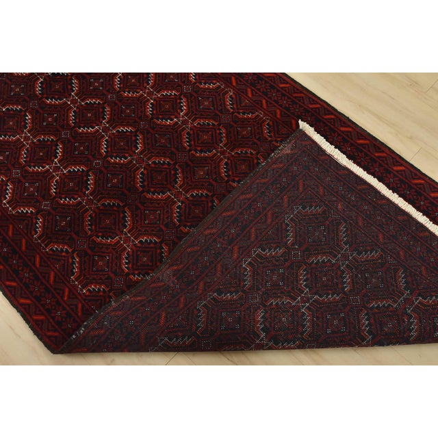 Baloch Rug 3’7” X 6’5” Blue Wool Vintage Tribal Hand-Knottted Carpet For Sale - Image 11 of 12