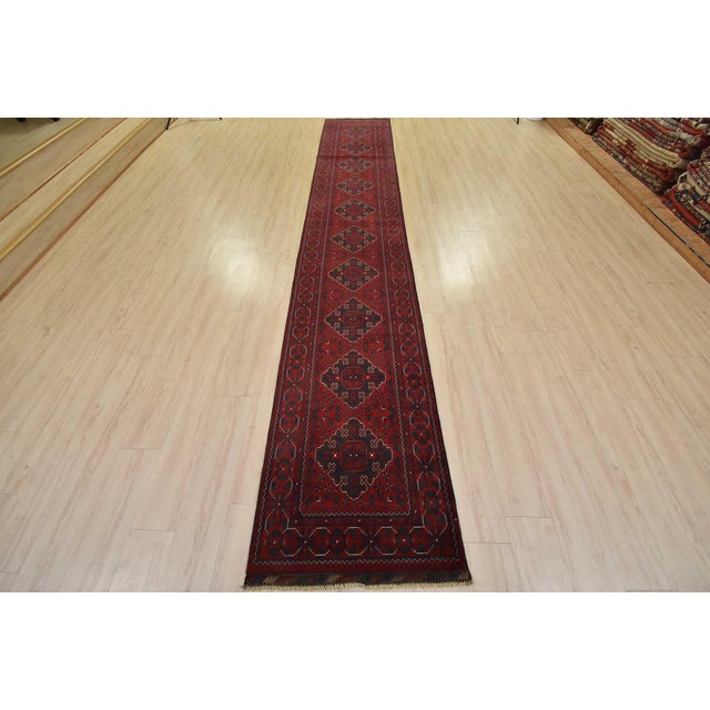 Tribal Turkmen Runner 2’8” X 15’7” Red Wool Tribal Hand-Knotted Oriental Rug For Sale - Image 3 of 13