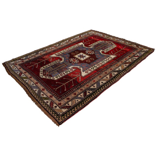 Red 1960s Hand Knotted Turkish Rug Tribal Pure Natural Wool Large Area Rug For Sale - Image 8 of 17