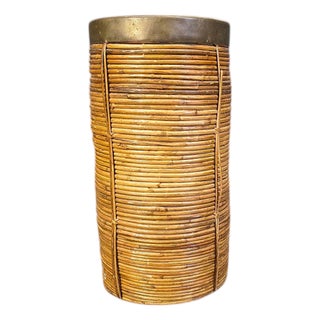 Italian Copper and Bamboo Umbrella Stand, 1960s For Sale