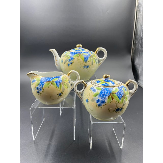 Vintage Nippon Floral Asian Ceramic Tea Set- 3 Pieces For Sale - Image 9 of 12
