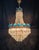 Aqua Vintage Brass Aqua Blue Crystal Chandelier For Sale - Image 8 of 12