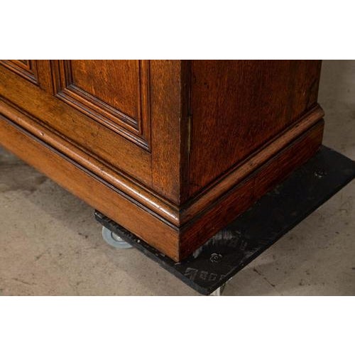 Large Antique English Oak Glazed Bookcase Cabinet, 1880 For Sale - Image 17 of 18