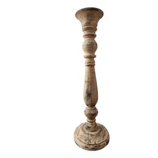 Antique Country House Shabby Chic Wooden Candleholders for Pillar Candles, France, 1950s For Sale