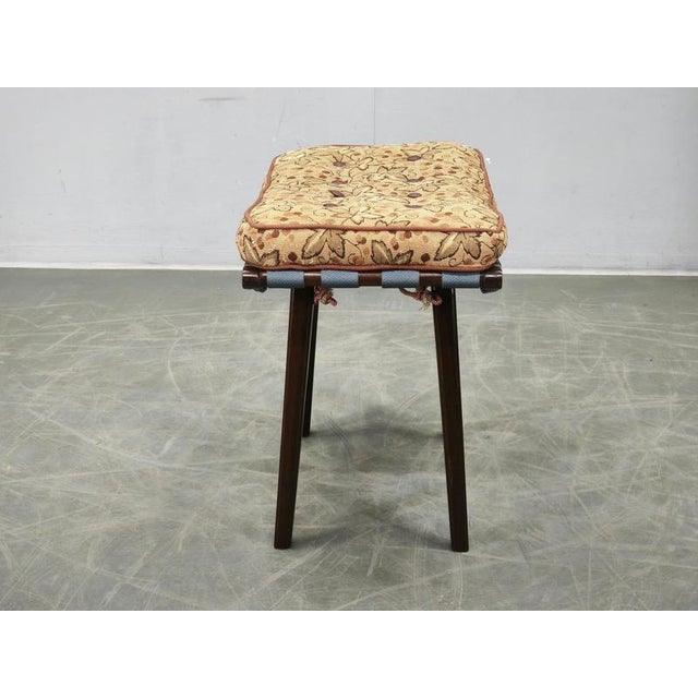 Gold Mid-Century Beech Stool with Cushion from TON, Czechoslovakia, 1956 For Sale - Image 8 of 12