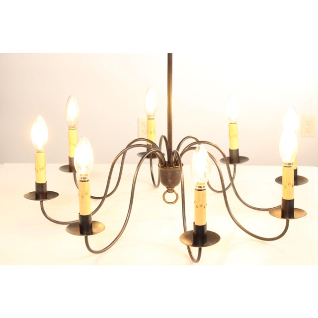 Late 20th Century Sheraton Farmhouse Style EightLight Iron Faux Candle