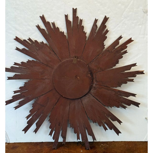 Gold Large French Gilt Starburst or Sunburst Mirror (Diameter 45 1/2) For Sale - Image 8 of 9