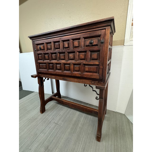 1950s Spanish Bargueño Secretary Desk With Drawers For Sale - Image 5 of 12