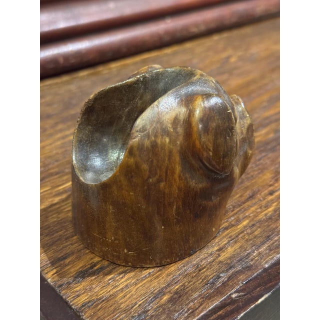 Brown Antique Dutch Wooden Pipe Rest- Bull Dog For Sale - Image 8 of 13