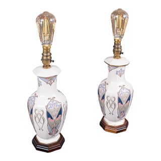 Pair of Vintage Liberty London Table Lamp Bases, English, Ianthe Pattern, Light For Sale