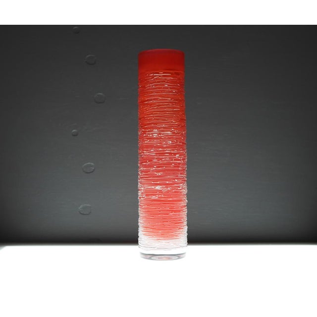 A stunning handblown vintage crystal vase known as "Spun" from "Spun" from Skruf, Sweden signed by the talented Bengt...