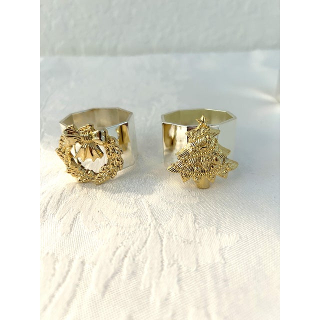 Vintage Kemp & Beatley Brass Holiday Napkin Rings, Set of 8 For Sale - Image 4 of 6