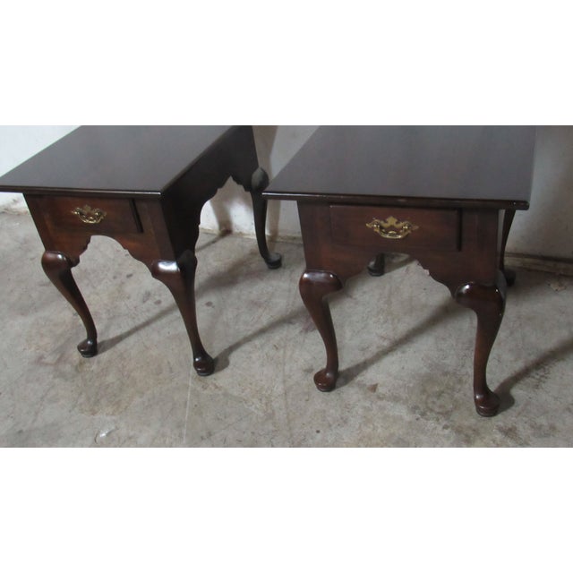 1980s 1980s Pair Statton End Side Tables Cherry Designer For Sale - Image 5 of 9