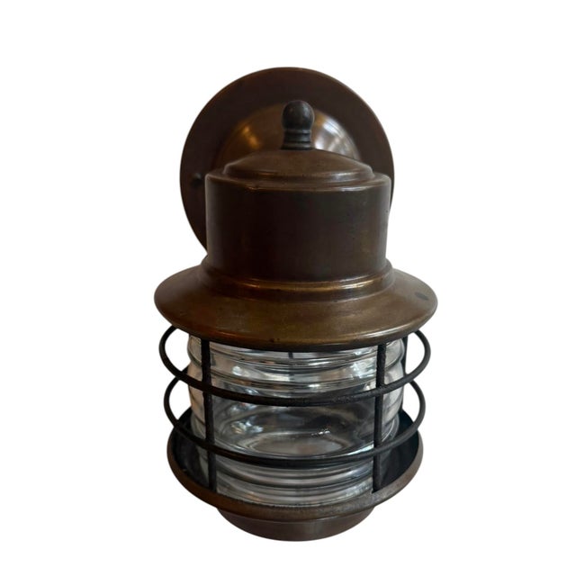 Mid 20th Century Antique Mixed Metal Outdoor Wall Sconce For Sale - Image 5 of 6