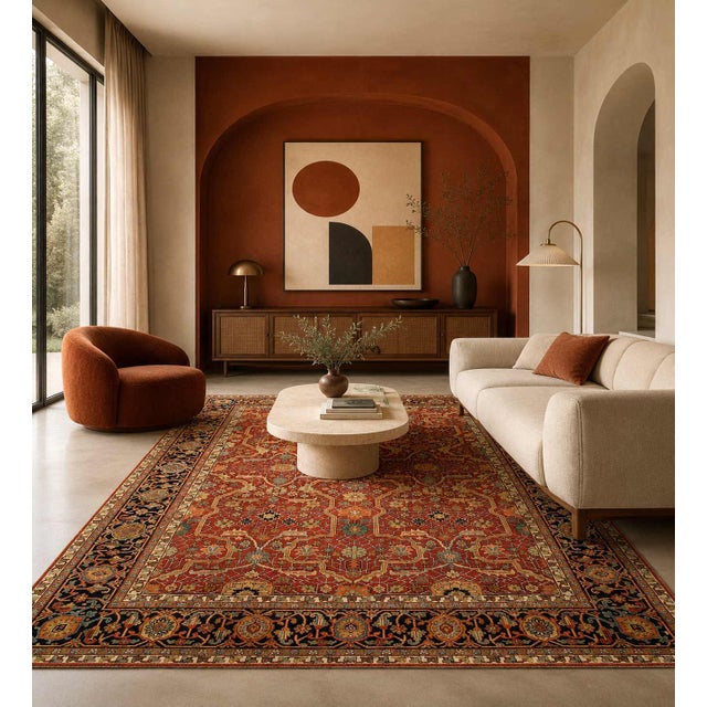 Pasargad DC Fine Hand Knotted Persian Heriz Design Rug For Sale - Image 9 of 9