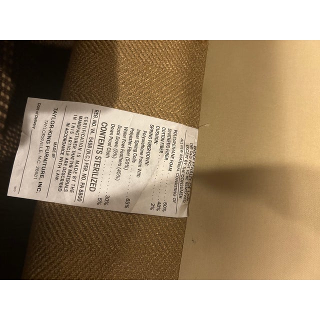 Taylor King Custom Timeless Herringbone 3-Seat Sofa For Sale - Image 9 of 9