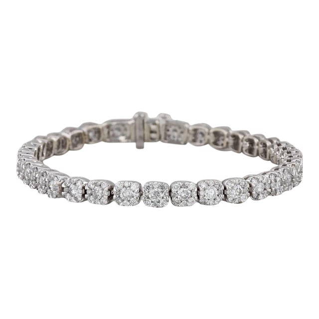 4.40ctw Diamond Tennis Bracelet 10k White Gold 7" 4.6mm For Sale