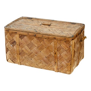 Antique Swedish Woven Pine Basket, 1890 For Sale