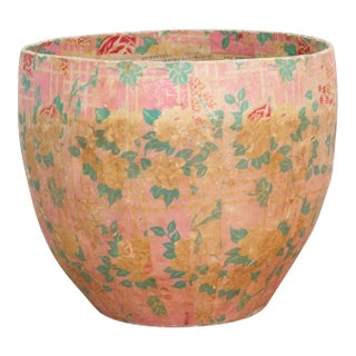 Chinoiserie Paper Mache Floral Basket For Sale