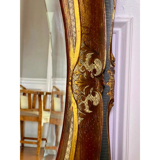 1920s Italian Baroque Carved Giltwood and Paint Decorated Beveled Rectangular Mirror, 1920s For Sale - Image 5 of 9