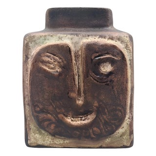Ceramic Vase with Face Motif by Helmut Schäffenacker, Germany, 1960s For Sale