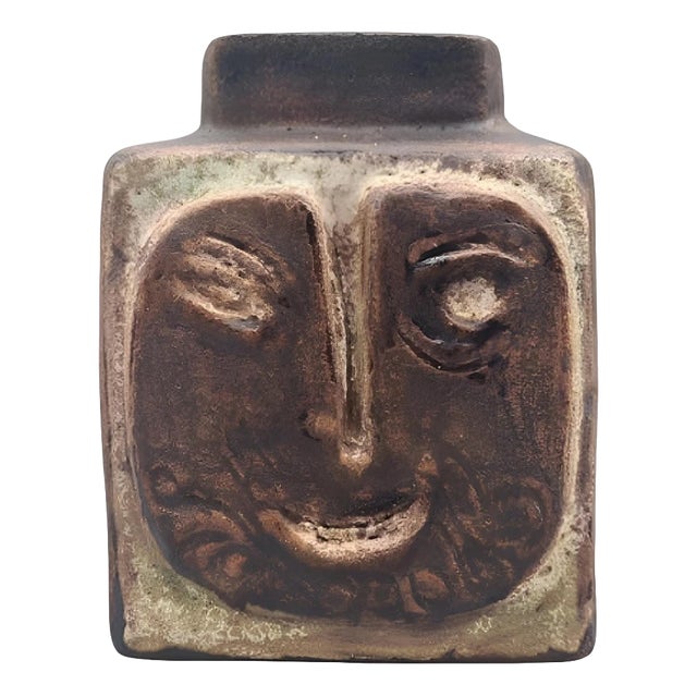 Ceramic Vase with Face Motif by Helmut Schäffenacker, Germany, 1960s For Sale