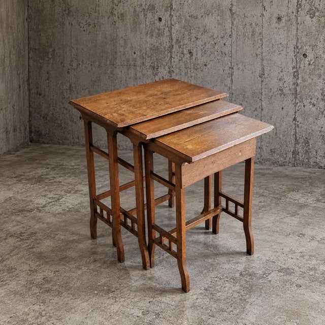 Arts and Crafts Nesting Table Set, 1950s, Set of 3 For Sale - Image 9 of 12
