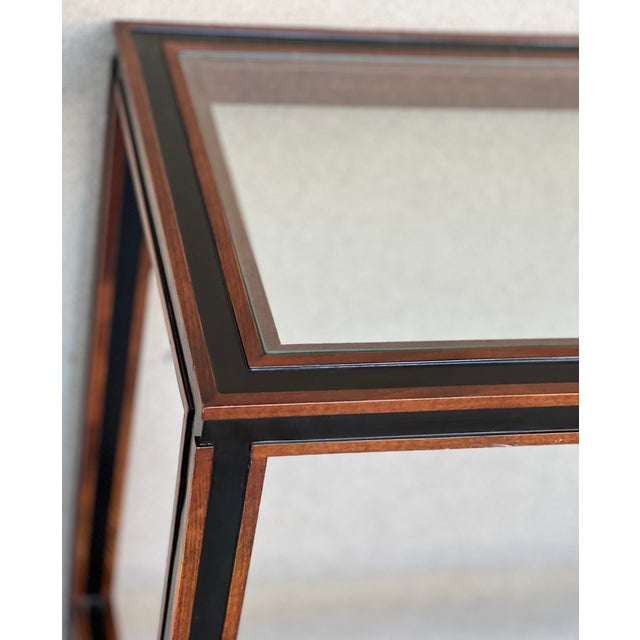 Mid Century Italian Willy Rizzo Style Rectangular Console Table With Glass Top For Sale - Image 10 of 12