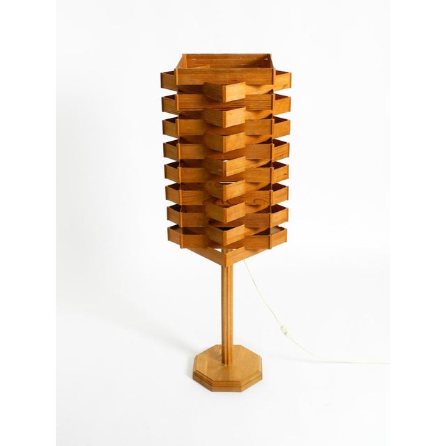 Mid-Century Modern Large Scandinavian Pine Veneer Floor or Table Lamp, 1960s For Sale - Image 3 of 18