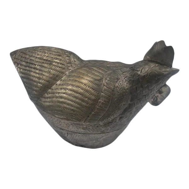 Early 20th Century Silver Betel Nut Rooster Container For Sale