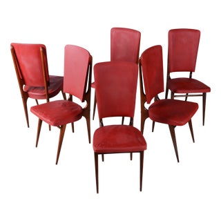 Vintage French Art Deco Chairs by Jules Leleu for Stella, 1940s, Set of 6 For Sale
