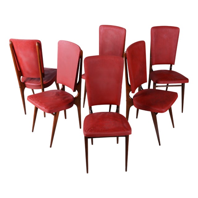 Vintage French Art Deco Chairs by Jules Leleu for Stella, 1940s, Set of 6 For Sale