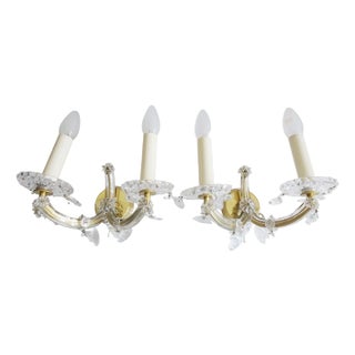 Maria Theresa Style Crystal Glass Wall Lamps, 1960s, Set of 2 For Sale