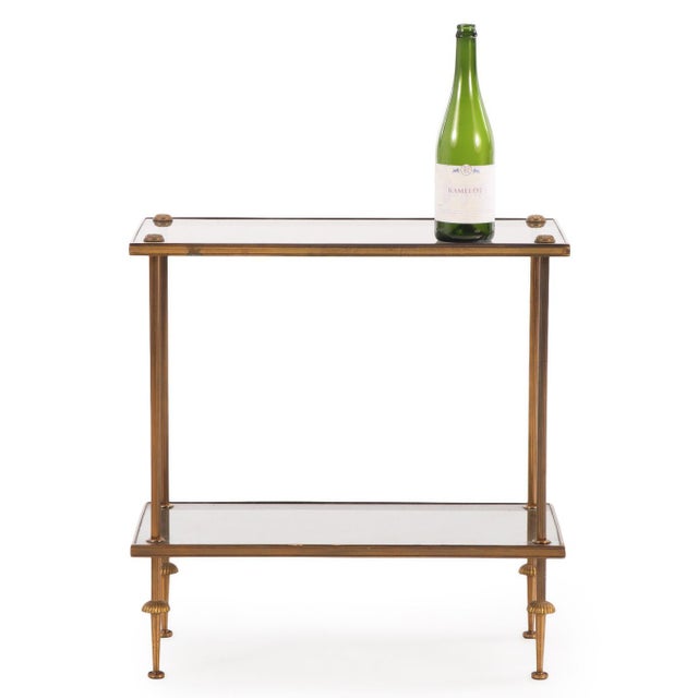 Metal French Brass and Smoked Glass End Table in the Manner of Maison Jansen, C. 1950 For Sale - Image 7 of 7