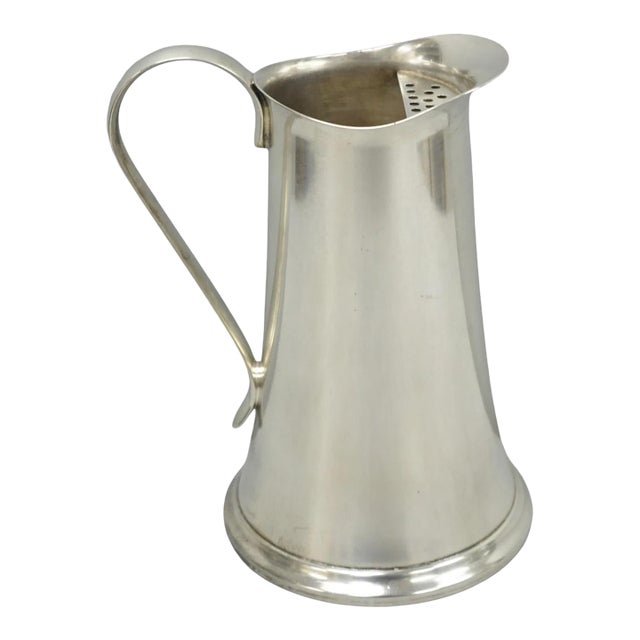 Vintage Sheffield Usa Silver Plated Mid Century Modern Tapered Water Pitcher For Sale