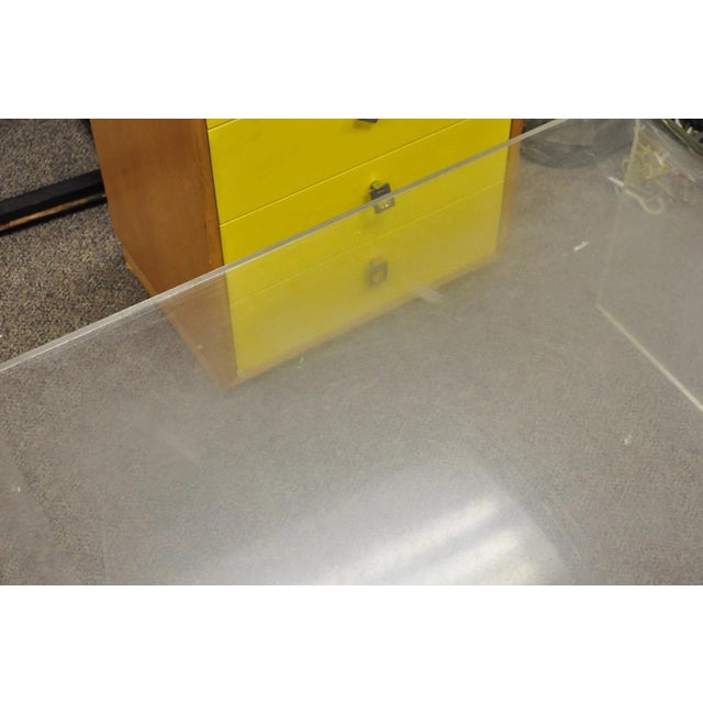 Plastic Vintage Mid Century Modern Large 42 X 30 Lucite Waterfall Coffee Table For Sale - Image 7 of 12