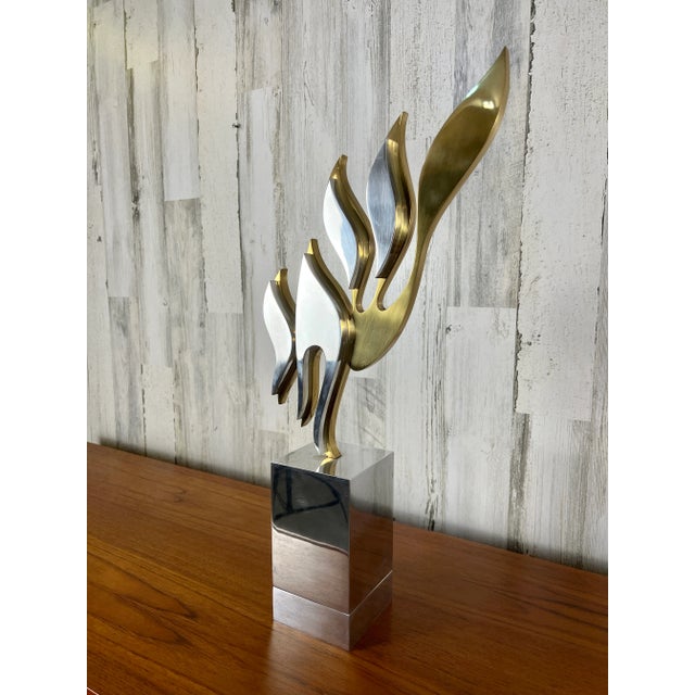 1980's Aluminum and Brass Sculpture by Michel For Sale - Image 4 of 13