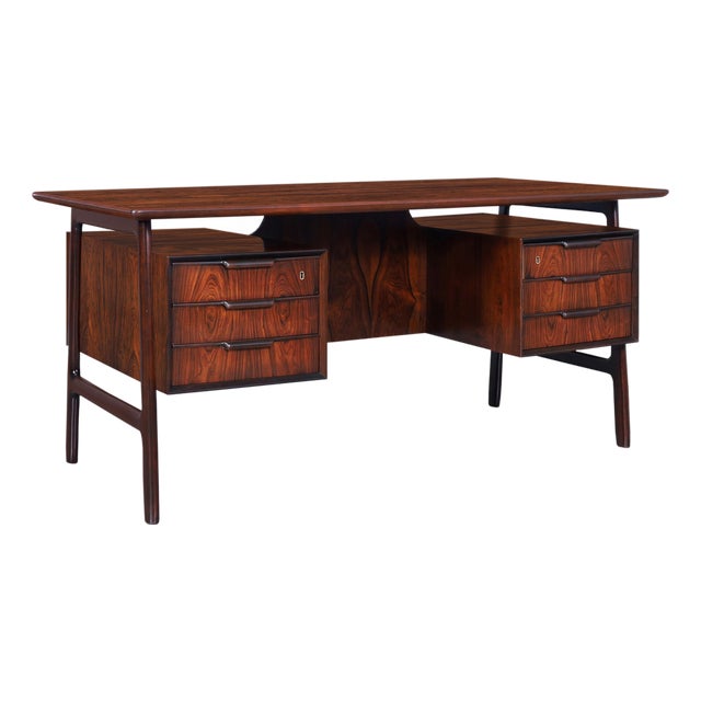 Danish Modern Floating Top Rosewood Desk Modern 75 by Gunni Omann For Sale