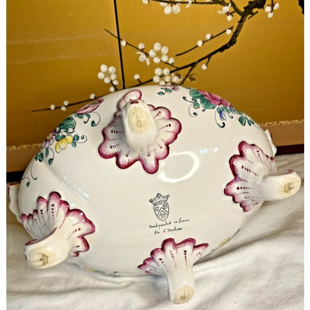 Ceramic Vintage Handpainted French Old Strassbourg Style Faience Vegetable Tureen For Sale - Image 7 of 9